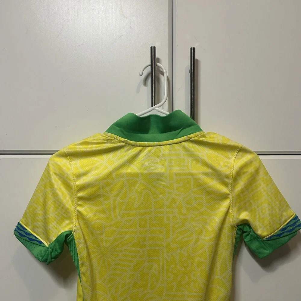 Nike Brasil Soccer Jersey Kids Youth Medium Yellow Green FJ4409-706 CBF Brazil
